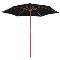 Parasol met houten paal 270 cm zwart - thumbnail