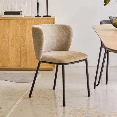 Kave Home Eetkamerstoel 'Ciselia' Chenille, kleur Lichtbruin