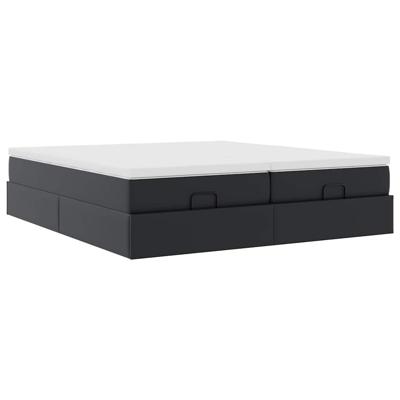 Ottoman bed met matrassen 180x200cm kunstleer zwart