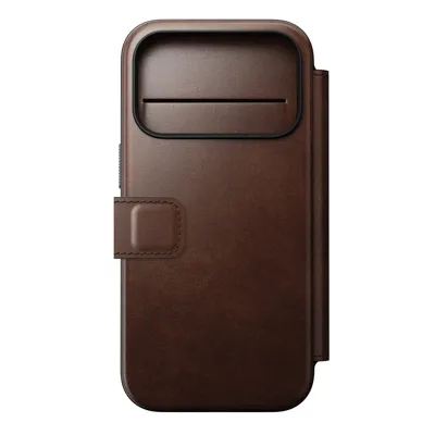Nomad Horween lederen folio iPhone 17 Pro - Rustic Brown Nomad Horween lederen folio iPhone 17 Pro - Rustic Brown