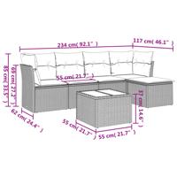 5-delige Loungeset met kussens poly rattan beige - thumbnail
