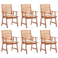 Tuinstoelen 6 st met kussens massief acaciahout - thumbnail
