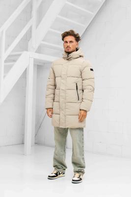 Malelions Mid Lenght Puffer Winterjas Heren Beige - Maat L - Kleur: Beige | Soccerfanshop