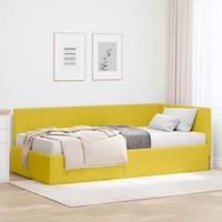 Hoekbedframe met matras met hoofdeinde Geel 90 x 190 cm Fluweel - thumbnail