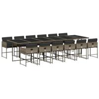 13-delige Tuinset met kussens poly rattan grijs - thumbnail