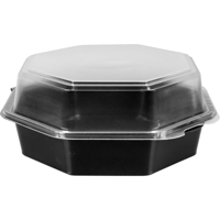 Bak | PS | 850ml | Ø190mm | incl. Vaste deksel | octaviewbox | 80mm | zwart/transparant | 225 stuks - thumbnail