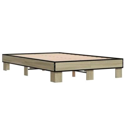 Bedframe bewerkt hout metaal sonoma eikenkleurig 120x200 cm