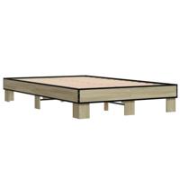 Bedframe bewerkt hout metaal sonoma eikenkleurig 120x200 cm - thumbnail