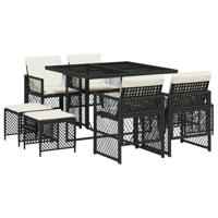 9-delige Tuinset poly rattan zwart - thumbnail