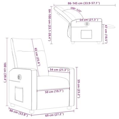 Fauteuil elektrisch verstelbaar stof lichtgrijs