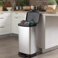 Curver deco bin duo prullenbak 23 liter + 23 liter rechthoekig zilver metallic - thumbnail