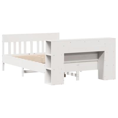 Bed met boekenkast zonder matras grenenhout wit 140x200 cm