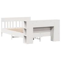 Bed met boekenkast zonder matras grenenhout wit 140x200 cm - thumbnail