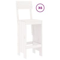 7-delige Barset massief grenenhout wit - thumbnail