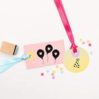 Set houten stempels, 9 stempels + 2 inkten HAPPY BIRTHDAY FOLIA hout - thumbnail