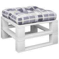 VidaXL Palletkussen 50x50x12 cm stof ruitpatroon grijs - thumbnail