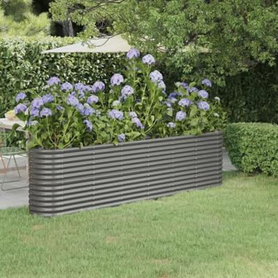VidaXL Plantenbak 260x40x68 cm gegalvaniseerd staal grijs VidaXL Plantenbak 260x40x68 cm gegalvaniseerd staal grijs