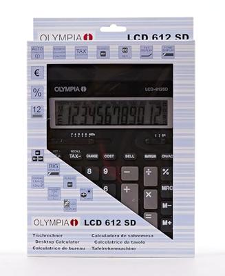 Olympia LCD 612 SD Bureaurekenmachine Zwart Aantal displayposities: 12 werkt op batterijen (b x h x d) 212 x 42 x 162 mm