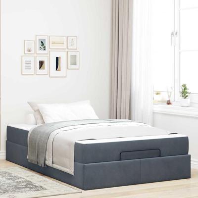 Bedframe met matras met opslag Donkergrijs 120 x 200 cm Fluweel