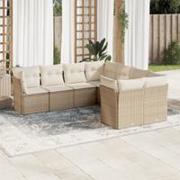 8-delige Loungeset met kussens poly rattan beige - thumbnail