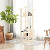 Bussandri Exclusive - Kattenmeubel met sisal krabpalen 162 cm crèmekleurig - thumbnail