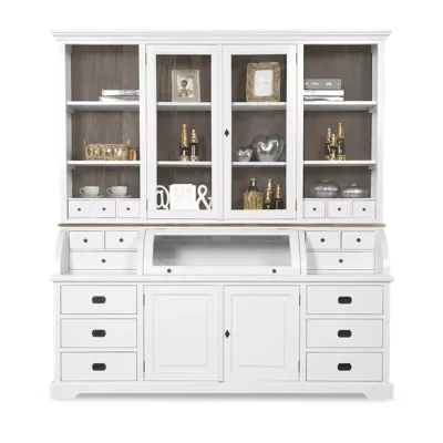 Vitrinekast (ronde klep) Lakewood - Clear/Mindi Rustic Grey