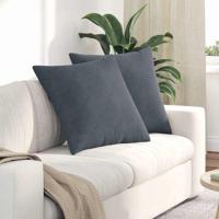 Sofa Kussens 2 pcs Donkergrijs 60 x 60 cm Katoen Stof - thumbnail