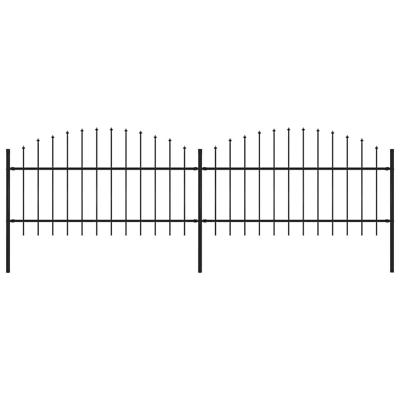 Tuinhek met speerpunt staal 359x125 cm zwart