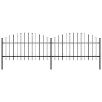 Tuinhek met speerpunt staal 359x125 cm zwart - thumbnail