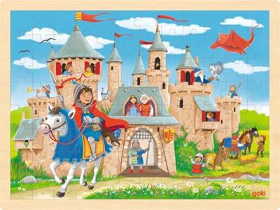 Goki houten legpuzzel ridderkasteel, 96st. Goki houten legpuzzel ridderkasteel, 96st.