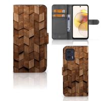 Book Style Case voor Motorola Moto G73 Wooden Cubes - thumbnail