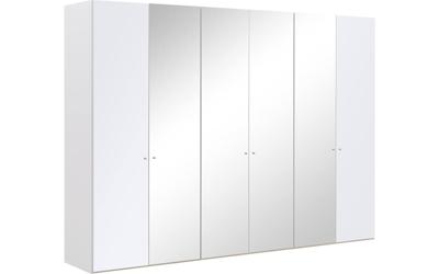 Goossens Kledingkast Easy Storage Ddk, Kledingkast 304 cm breed, 220 cm hoog, 2x glas draaideur en 4x spiegel draaideur midden