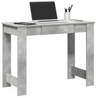 Bureau 100x45x75 cm bewerkt hout betongrijs - thumbnail