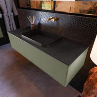 Badkamermeubelset Mondiaz Erin 120 cm met 1 Lade met RIDGE Wastafel Midden Urban Zonder Kraangaten Greeploos Mat Army - thumbnail