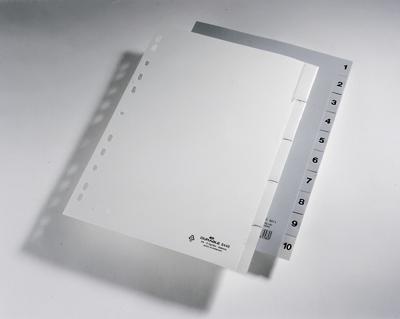 Durable 6511 Register DIN A4 1-10 Polypropyleen Grijs 10 tabbladen Bedrukte tabs 651110 Durable 6511 Register DIN A4 1-10 Polypropyleen Grijs 10 tabbladen Bedrukte tabs 651110