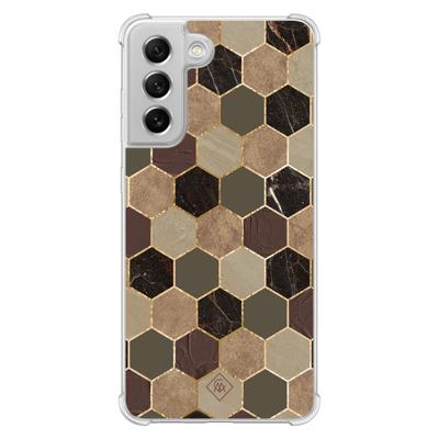 Samsung Galaxy S21 FE shockproof hoesje - Kubus groen bruin