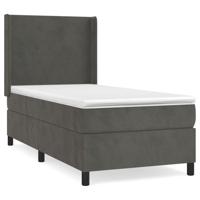 Boxspring met matras fluweel donkergrijs 90x190 cm - thumbnail