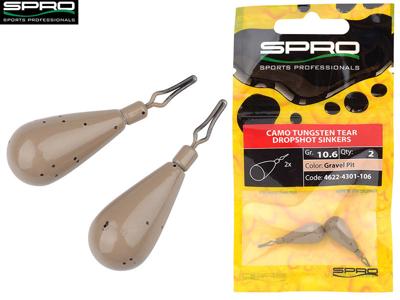 Spro Tungsten Tear Dropshot Sinkers Gravel Pit 10.6 gr 2st.