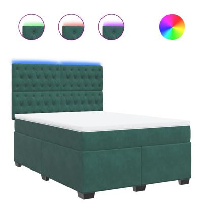 Boxspring met matras fluweel donkergroen 160x200 cm - thumbnail