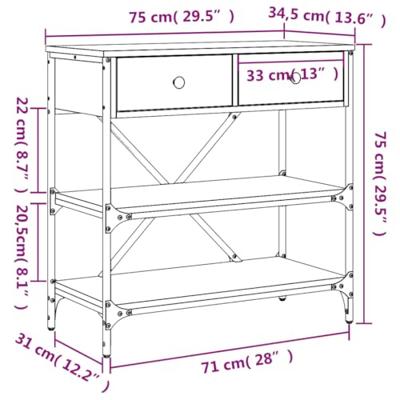 Wandtafel 75x34,5x75 cm bewerkt hout grijs sonoma eikenkleurig
