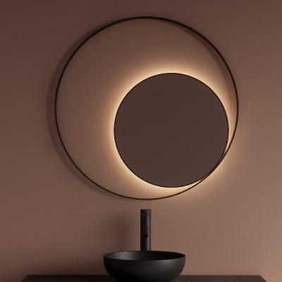 Spiegel Gliss Design Kosmos Mat Zwart met Frame en Indirecte LED Verlichting 100 cm Gliss Design