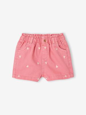 Geborduurde short voor babymeisjes snoepjesroze