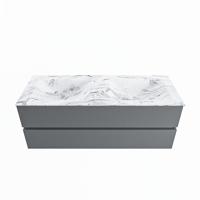 MONDIAZ VICA-DLUX 130cm badmeubel onderkast Plata 2 lades. Inbouw wastafel CLOUD dubbel zonder kraangat, kleur Glace. - thumbnail