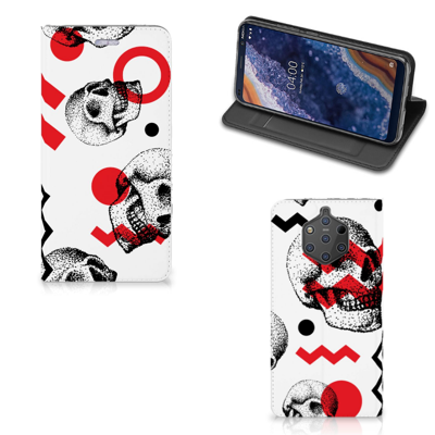 Mobiel BookCase Nokia 9 PureView Skull Red Mobiel BookCase Nokia 9 PureView Skull Red