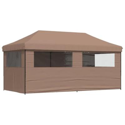 VidaXL Partytent inklapbaar pop-up met 4 zijwanden bruin