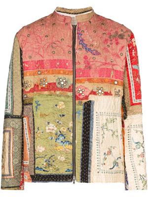 By Walid One of a Kind dragon panel jacket - White