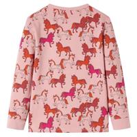 Kinderpyjama met lange mouwen paardenprint 116 lichtroze - thumbnail