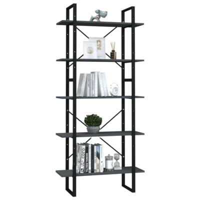 Boekenkast met 5 schappen 80x30x175 cm grenenhout grijs