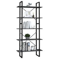 Boekenkast met 5 schappen 80x30x175 cm grenenhout grijs - thumbnail