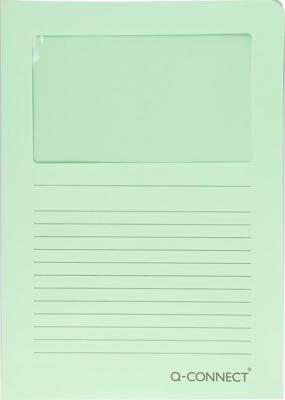 Q-CONNECT L-map met venster, 120 g/m², A4, pak van 100 stuks, lichtgroen